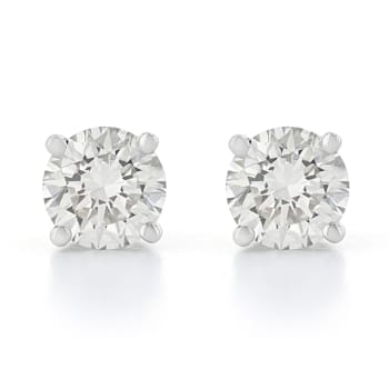 Certified White Lab-Grown Diamond H-I SI 14k White Gold Solitaire Stud
Earrings 0.75ctw