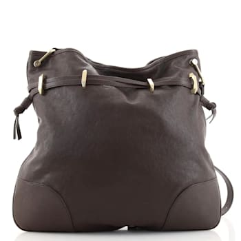 Gucci 1955 Morsetto Small Leather Horsebit Drawstring Brown Bucket Bag