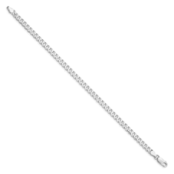 Rhodium Over Sterling Silver 4.5mm Curb Chain Bracelet