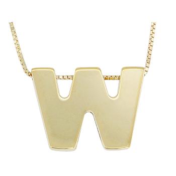 Block Letter W Initial Necklace In 10K Yellow Gold