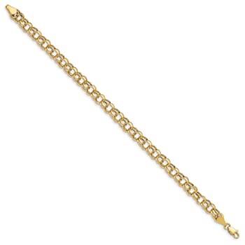 10k Yellow Gold 5.5mm Diamond-Cut Double Link Charm Bracelet