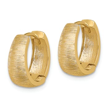 14k Yellow Gold 9/16" Textured Hoop Earrings