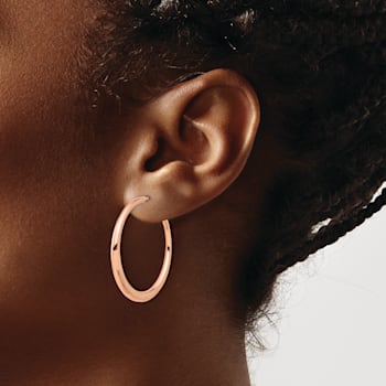 14k Rose Gold Polished 1 1/4" C-Hoop Earrings