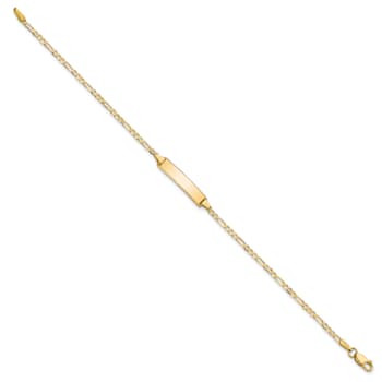 14k Yellow Gold Flat Figaro Link ID Bracelet