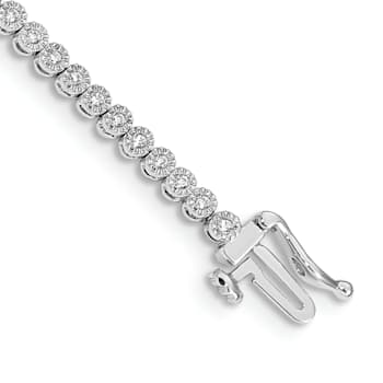 Rhodium Over 14k White Gold Diamond Tennis Bracelet