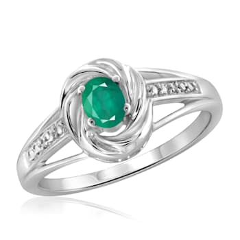Green Emerald Rhodium Over Sterling Silver Ring 0.30ctw