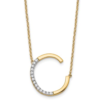 14k Yellow Gold and Rhodium Over 14k Yellow Gold Sideways Diamond
Initial C Pendant 18 Inch Necklace
