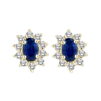 1.00ctw Sapphire and Diamond Earrings in 14k Yellow Gold