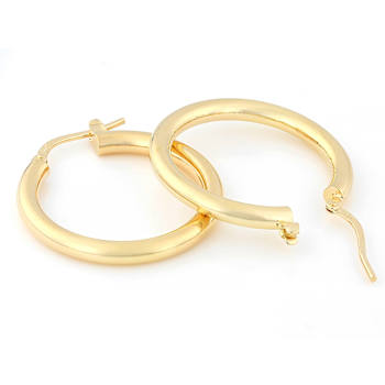Polished Hoop Earrings In 18K Gold Over Bronze 1 Inch