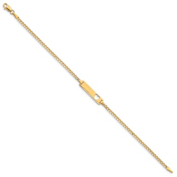 10k Yellow Gold Cut-out Heart Flat Curb Link ID Bracelet