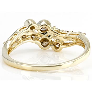 Champagne Diamond 10k Yellow Gold Cluster Ring 0.45ctw