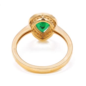 1.31 Ctw Emerald With 0.16 Ctw White Diamond Ring in 14K YG