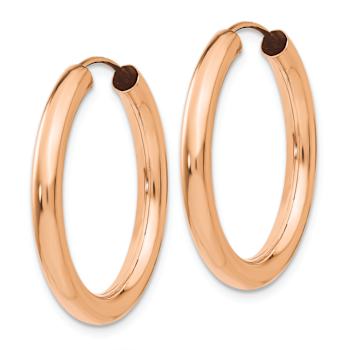14k Rose Gold Polished 1" Endless Tube Hoop Earrings