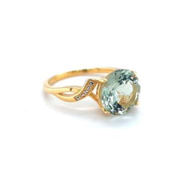 Round Green Prasiolite 10k Yellow Gold Over Sterling Silver Ring