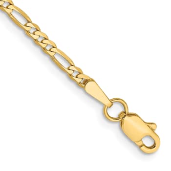 14K Yellow Gold 2.25mm Flat Figaro Chain Bracelet