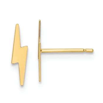 14K Yellow Gold Polished Lightning Bolt Stud Earrings