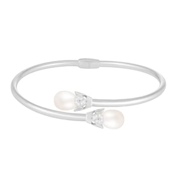 8.5-9mm White Cultured Freshwater Pearl Silver  Bracelet
