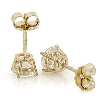Lab-Grown Diamond Solitaire Stud Earrings 1.00ctw In 10K Yellow Gold