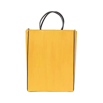 Fendi Roma 2Way Vitello Embossed Yellow Leather Crossbody Shopping Tote Bag
