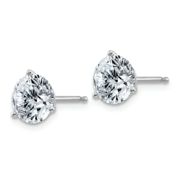 Rhodium Over 14K White Gold 2ct. 6.5mm Round J-K Color Moissanite Earrings