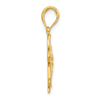 14k Yellow Gold Polished Poinsettia Floral Pendant