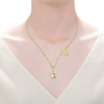Spherical Drop Pendant Necklace In 14K Gold Over Brass