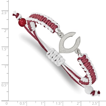 Stainless Steel MLB LogoArt Cincinnati Reds Adjustable Cord Bracelet