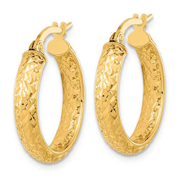 14k Yellow Gold Polished and Diamond-Cut Inside and Out 13/16"
Fancy Hoop Earrings
