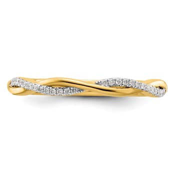 14K Yellow Gold Stackable Expressions Diamond Twist Ring 0.084ctw
