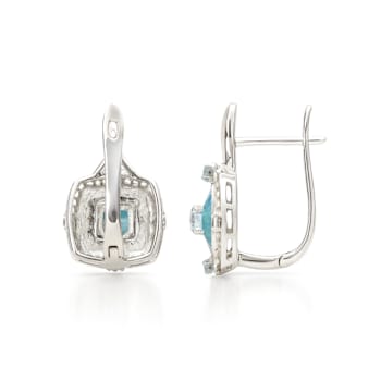Blue Topaz Rhodium Over Sterling Silver Round Drop Earrings