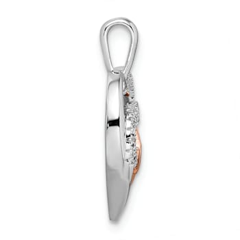 14K Two-tone Gold  Diamond Heart with Beat Pendant