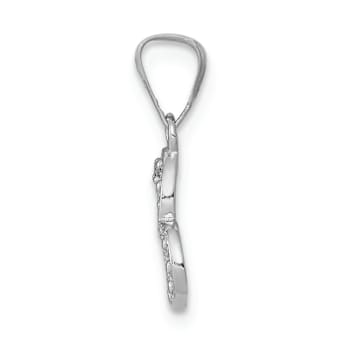 Rhodium Over 14k White Gold Diamond Heart Pendant
