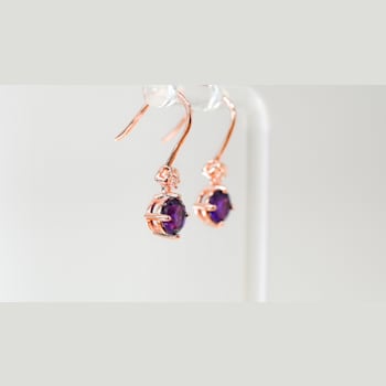 Amethyst and CZ 1.59 Ctw Round 18K Rose Gold Over Sterling Silver Drop
Earrings Jewelry.