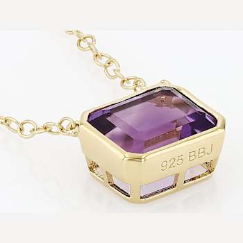 Amethyst Rectangular Octagonal Solitaire Toggle Necklace In 18K Gold
Over Sterling Silver 2.89ct