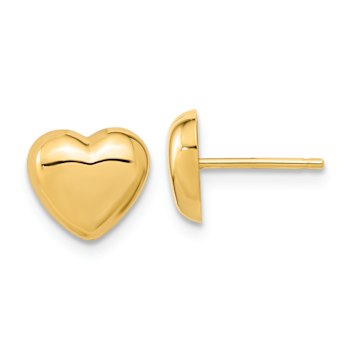14k Yellow Gold Polished Heart Stud Earrings