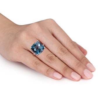 London Blue Topaz 14K White Gold Ring 19.24ctw