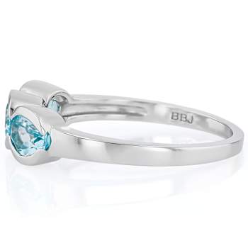 Sky Blue Topaz Three-Stone Ring In Platinum Over Sterling Silver