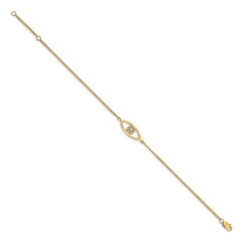 14k Yellow Gold I1/G-H Diamond Evil Eye 2 Strand Bracelet 0.13ctw