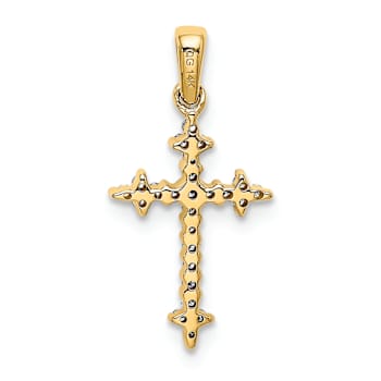 10k Yellow Gold and Rhodium Over 10k Yellow Gold 0.10 ctw Diamond
Fleur-de-Lis Cross Pendant
