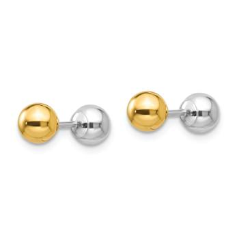 14k Yellow Gold and 14k White Gold Reversible 5mm Ball Earrings