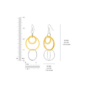 Rhodium Over Sterling Silver Acrylic Axis Drop Earrings in Red