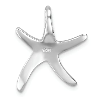 Rhodium Over Sterling Silver Polished Starfish Chain Slide Pendant