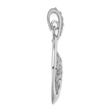 Rhodium Over Sterling Silver Polished Cubic Zirconia Wave Pendant