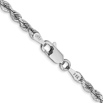 Rhodium Over 14k White Gold 3mm Solid Diamond-cut Quadruple Rope 20 Inch Chain