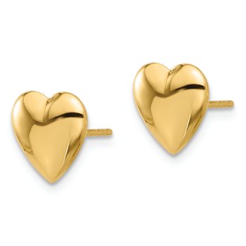 14k Yellow Gold Polished Puffed Heart Stud Earrings