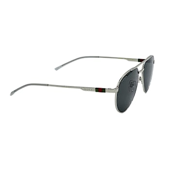 Gucci Silver Tone Aviator Frame / Gray Lenses Sunglasses
