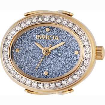 Invicta Mini 24mm Blue Dial Yellow Stainless Steel Band Quartz Ring Watch