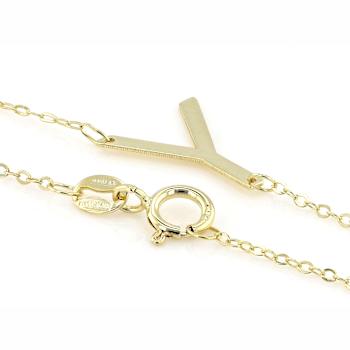 Sideways Initial Y Necklace In Solid 14K Yellow Gold 18 Inch
