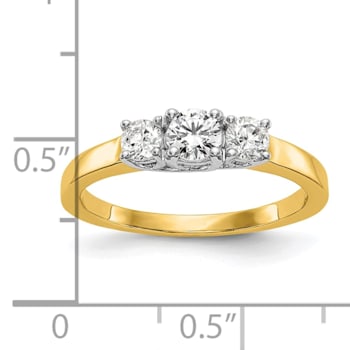 14K Two-tone Gold Lab Grown Diamond SI1/SI2, G H I, 3-Stone Engagement Ring