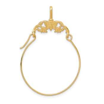 14K Yellow Gold Polished Butterflies Charm Holder